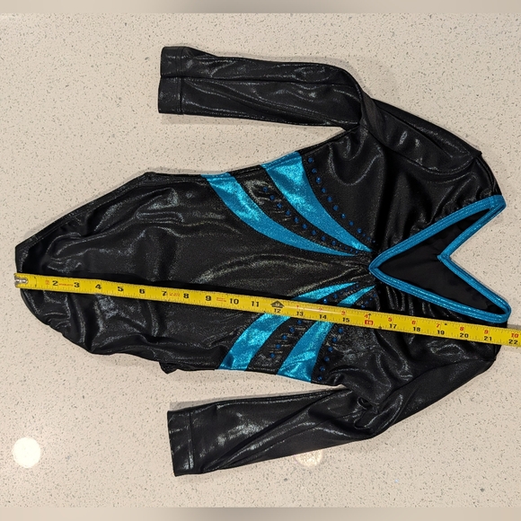 COMPETITION Alpha Child Large Gymnastics Dance Leotard Long Sleeve RHINESTONES - Picture 5 of 9